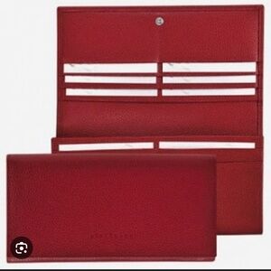 Longchamp Red Le Foulonné Continental Wallet